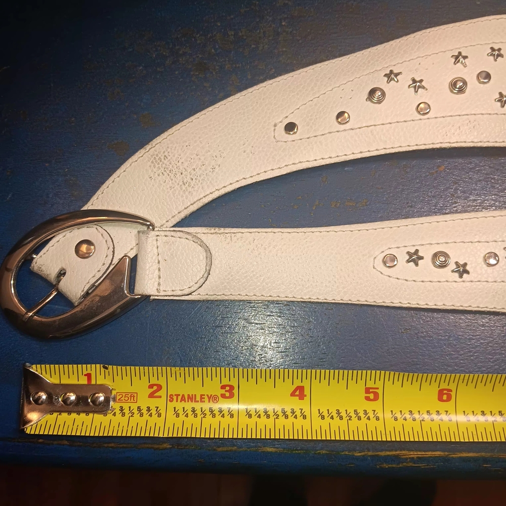 Avignon Vintage 80s White Leather Belt - Picture 4 of 7